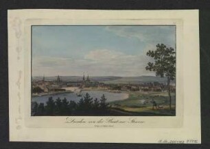 Ansicht von Dresden, Stich, um 1840? : Dresden von der Bautzner Strasse. - Dresd. : G. Täubert , [um. 1840?]. - 1 Kunstbl. : Stich ; 15 x 9 cm