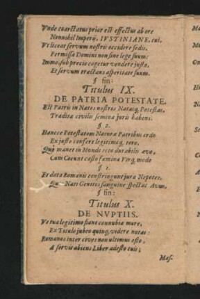 Titulus IX. De Patria Potestate.