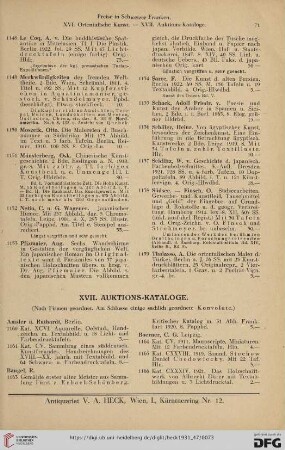 XVII. Auktions-Kataloge (Nr.1160-1362)