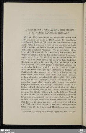 IV. Entstehung und Ausbau der Schönburgischen Landesherrschaft