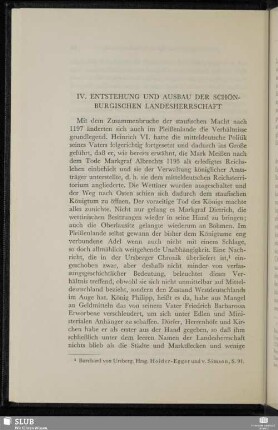 IV. Entstehung und Ausbau der Schönburgischen Landesherrschaft