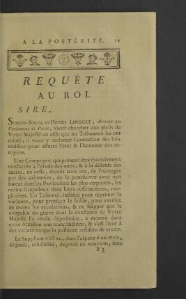 Requéte au Roi.