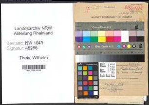 Entnazifizierung Wilhelm Theis , geb. 14.03.1889 (Kaufmaennischer Angestellter)
