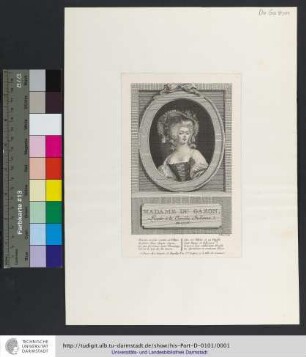 Madame Du Gazon / Reçüe à la Comédie Italienne, en 1776 / le Beau Sculp.