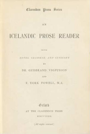 An Icelandic prose-reader