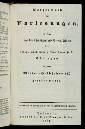 Vorlesungsverzeichnis 1836/37