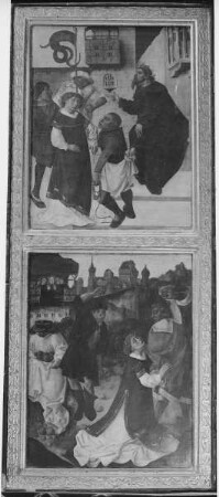 Elisabethaltar — Innenseite des linken Altarflügels: Gefangennahme und Steinigung des heiligen Stephanus