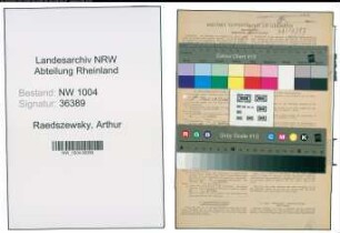 Entnazifizierung Arthur Raedszewsky , geb. 24.06.1893 (Malermeister)
