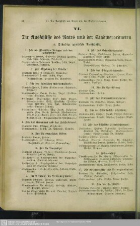 VI. Die Ausschüsse des Rates und der Stadtverordneten