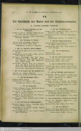 VI. Die Ausschüsse des Rates und der Stadtverordneten