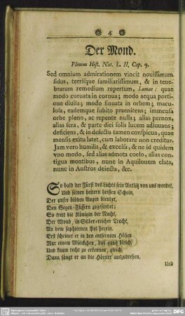 Der Mond. Plinius Hist. Nat. L. II, Cap. 9