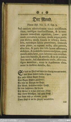 Der Mond. Plinius Hist. Nat. L. II, Cap. 9