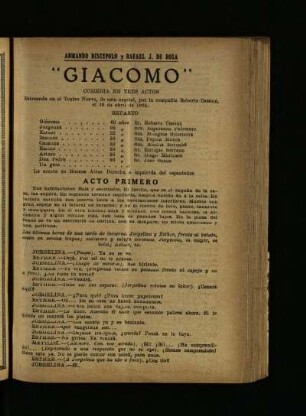 Giacomo : comedia en tres actos