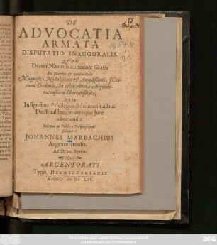De Advocatia Armata Disputatio Inauguralis