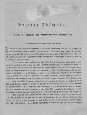 Dritter Abschnitt. Ueber die Reform des Hamburgischen Münzwesens.