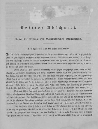 Dritter Abschnitt. Ueber die Reform des Hamburgischen Münzwesens.