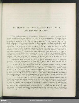 The historical foundation of Walter Scott's tale of "The fair maid of Perth"