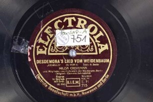 Desdemona's Lied vom Weidenbaum : "Othello" / (G. Verdi). Text: A. Boito