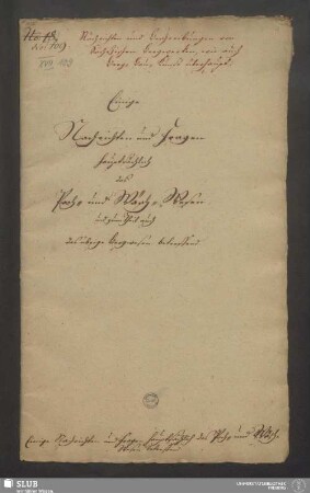 Einige Nachrichten und Fragen hauptsächlich das Poch- und Wäsch-Wesen und zum Theil auch das übrige Bergwesen betreffend - XVII 109 2.