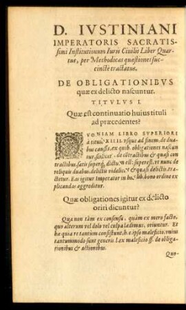 De Obligationibus quae ex delicto nascuntur. Titulus I.