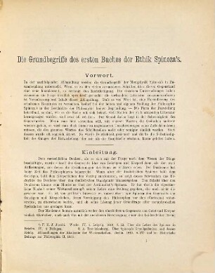 Die Grundbegriffe des ersten Buches der Ethik Spinoza's