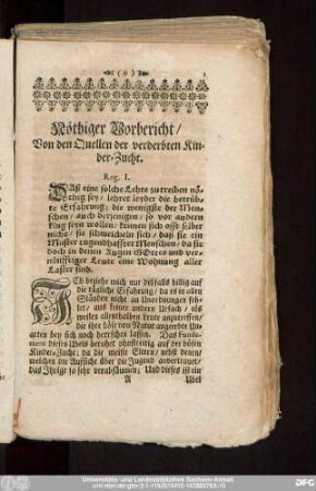 Nöthiger Vorbericht, Von den Quellen der verderbten Kinder-Zucht.