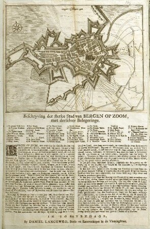 WHK 23 Österreichischer Sukzessionskrieg 1740-1748 bis zum Aachener Frieden: Flugblatt mit der Beschreibung der Belagerung von Bergen op Zoom, 1747