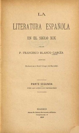 La literatura española en el siglo XIX, 2