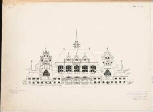 Volksbibliothek Schinkelwettbewerb 1902: Hauptfassade. Ansicht 1:200