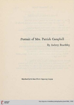 Plate: Portrait of Mrs. Patrick Campbell by Aubrey Beardsley