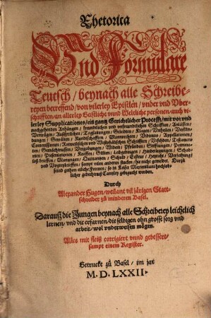 Rhetorica und Formulare Teutsch