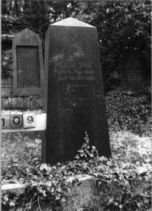 Grabstein 109 (Index: 99790537) Maße HxBxT: 119x39x20 cm Besonderheit: Doppelgrab, zweite Hälfte nicht belegt: Grabstein 109