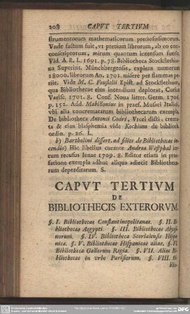 Caput Tertium De Bibliothecis Exterorum