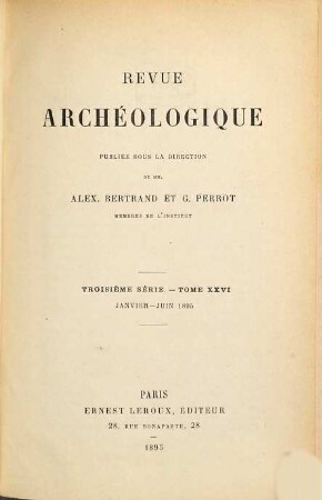 Revue archéologique. 26. 1895