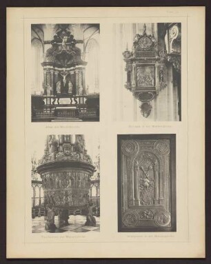 Tafel 34 Altar der Marienkirche Epitaph in der Marienkirche Taufbecken der Marienkirche Grabplatte in der Marienkirche