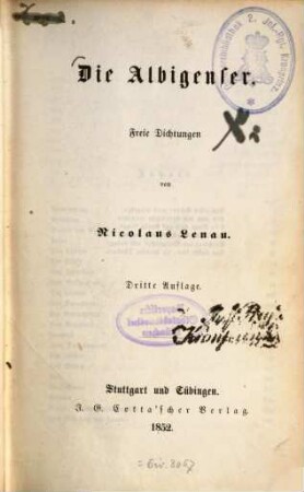 Die Albigenser : Freie Dichtungen
