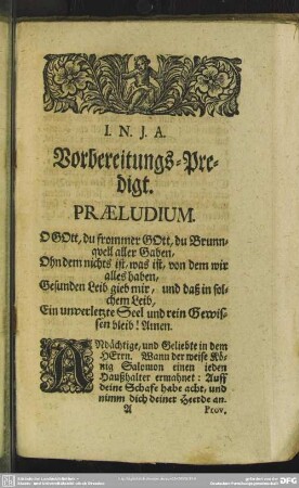 Vorbereitungs-Predigt