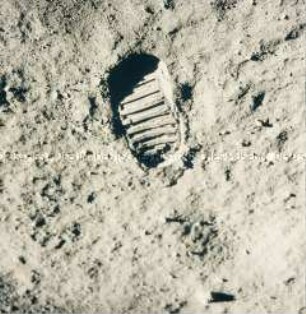 Fußabdruck des Besatzungsmitgliedes der Apollo-Mission 11 Edwin "Buzz" Aldrin auf dem Mond