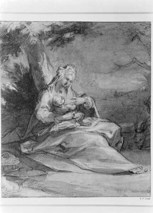 Stillende Madonna in der Landschaft