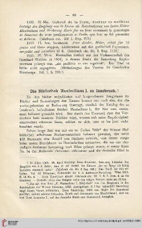 Die Bibliothek Maximilians I. zu Innsbruck