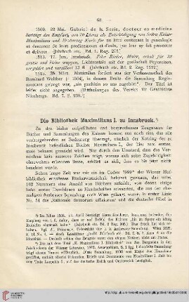 Die Bibliothek Maximilians I. zu Innsbruck