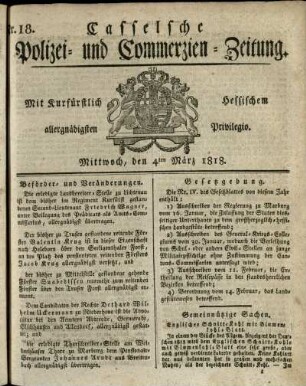 Nr. 18, Mittwoch, den 4ten Maerz 1818