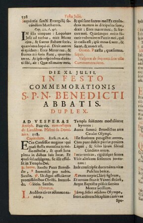 598-693, In festo commemorationis S.P.N. Benedicti abbatis duplex