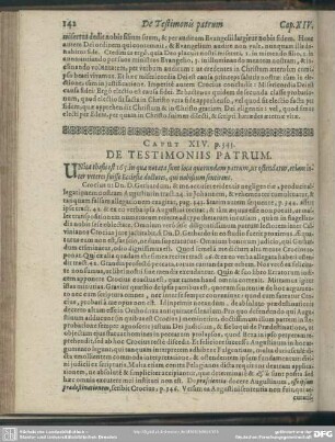Caput XIV. De Testimoniis Patrum