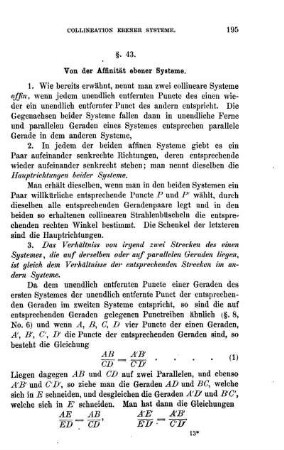 § 43. Von der Affinität ebener Systeme.