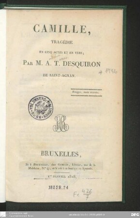Camille : tragédie en cinq actes et en vers