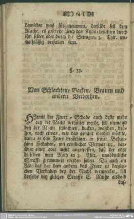 § 33. Von Schlachten, Backen, Brauen und andern Verbothen