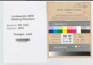 Entnazifizierung Josef Huesgen , geb. 10.09.1898 (Angestellter)