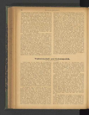 Weltwirtschaft und Kolonialpolitik.