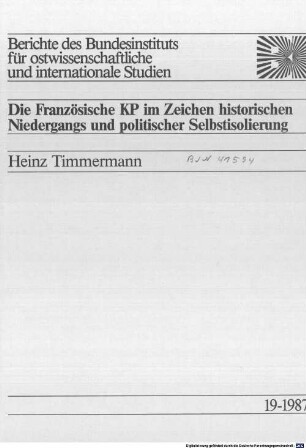 Die Französische KP im Zeichen historischen Niedergangs und politischer Selbstisolierung